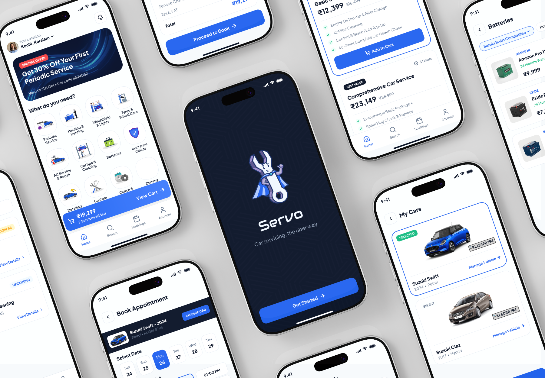 Servo app screens mockup collage