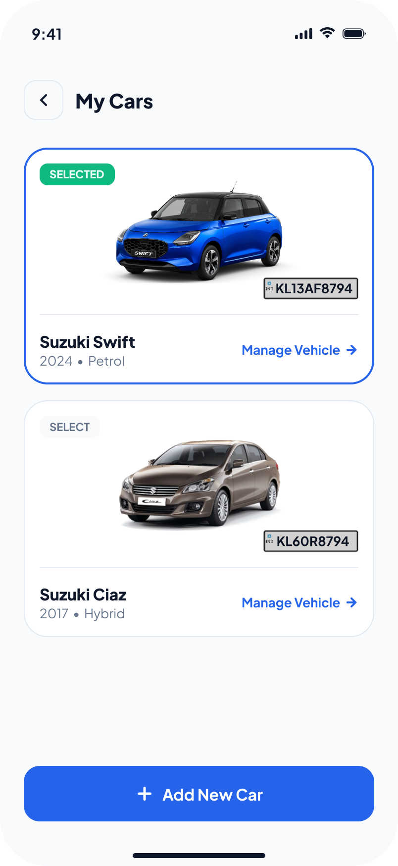 My cars screen