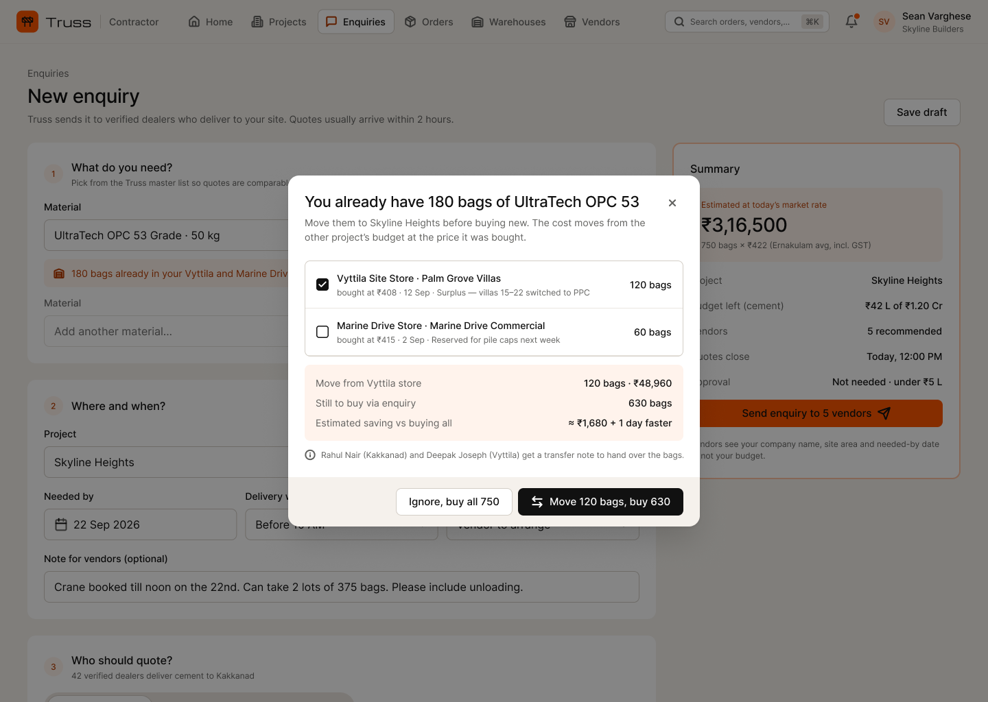 C-04.3 · Modal · Stock check — reuse before buying