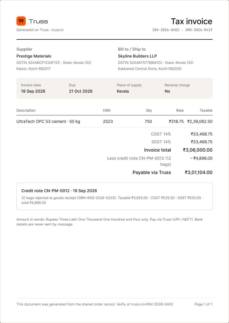 D-03 · Tax invoice + credit note